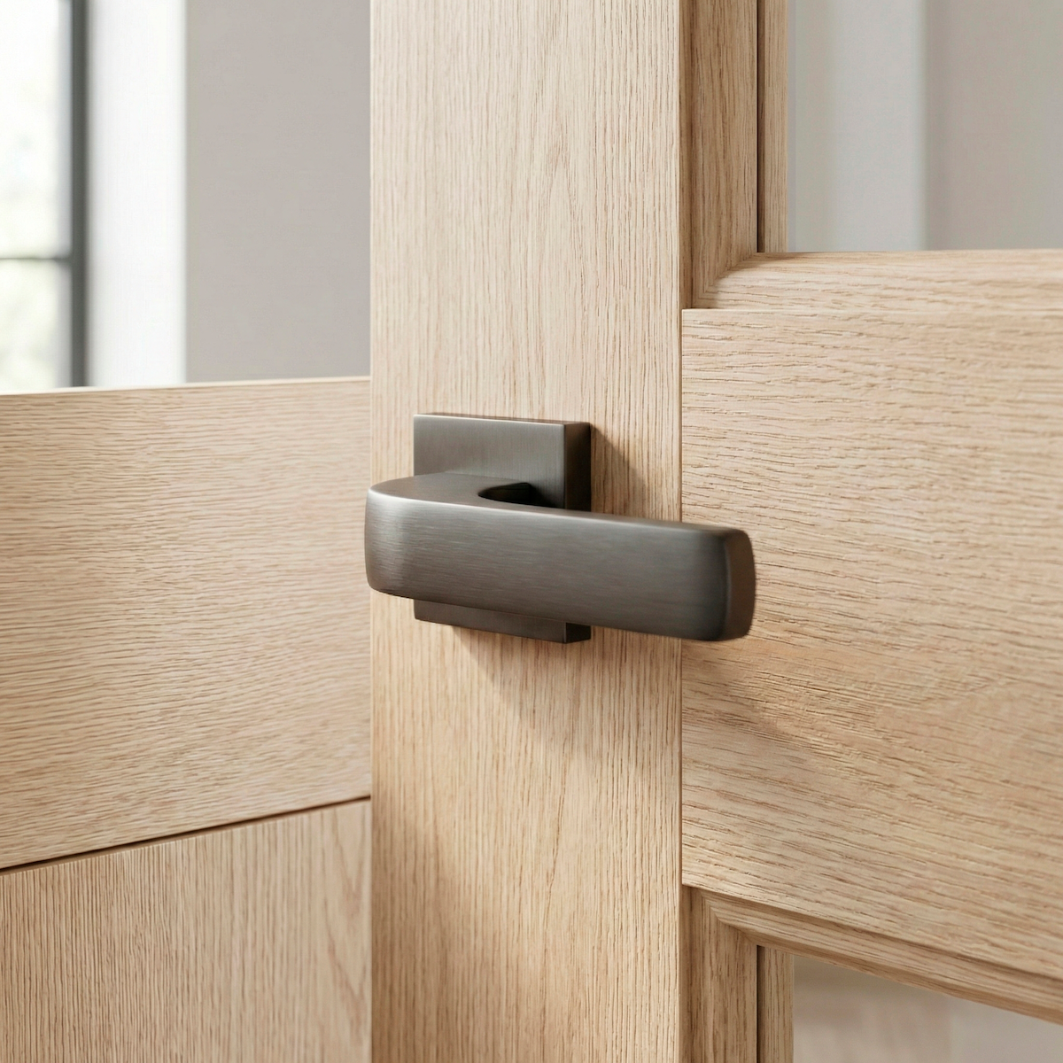 Türklinke aus Zamak Modell 710 mit quadratischer Rosette in Graphit-Finish für Türen