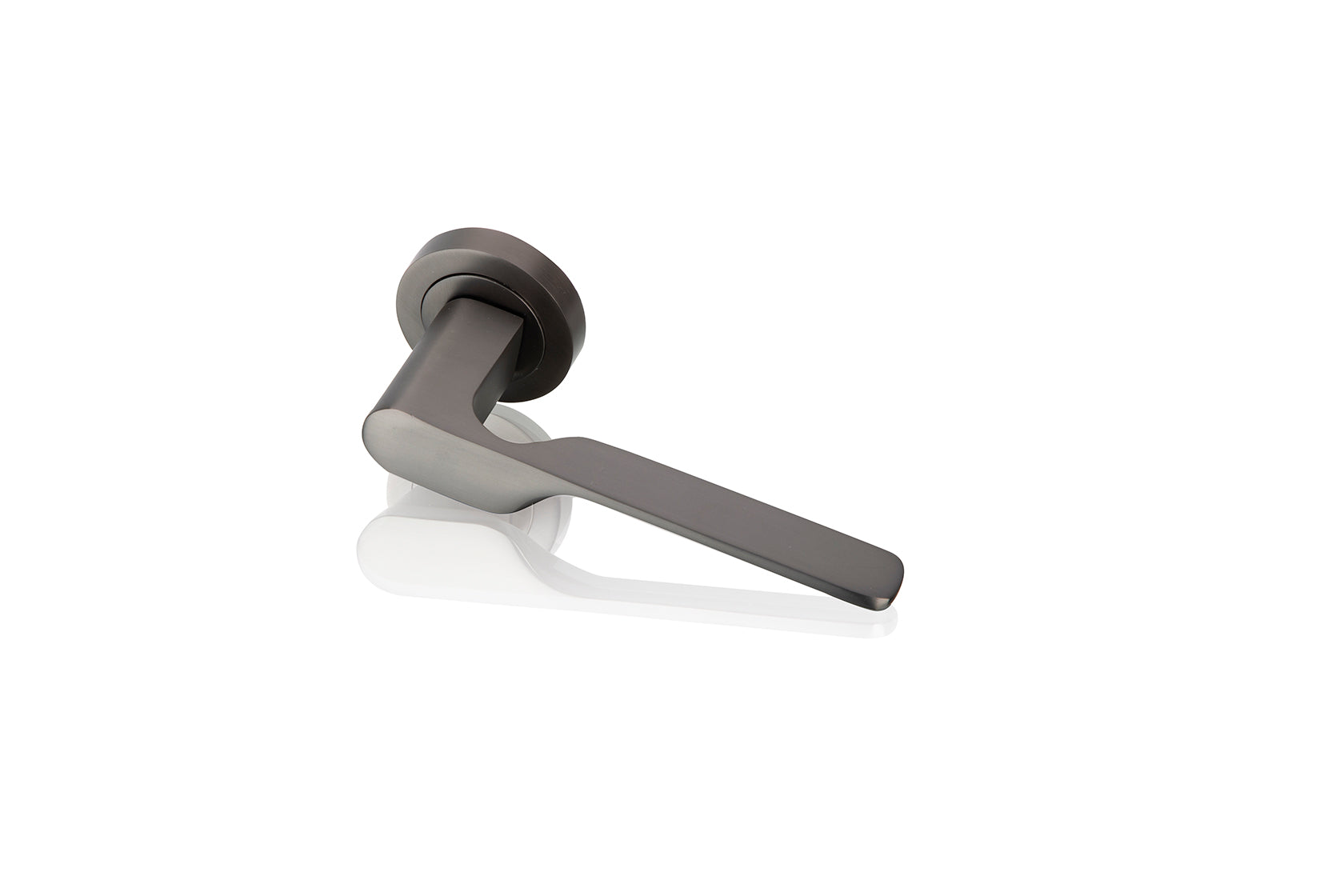 Türklinke aus Zamak Modell 640 mit runder Rosette in Graphit-Finish für Türen