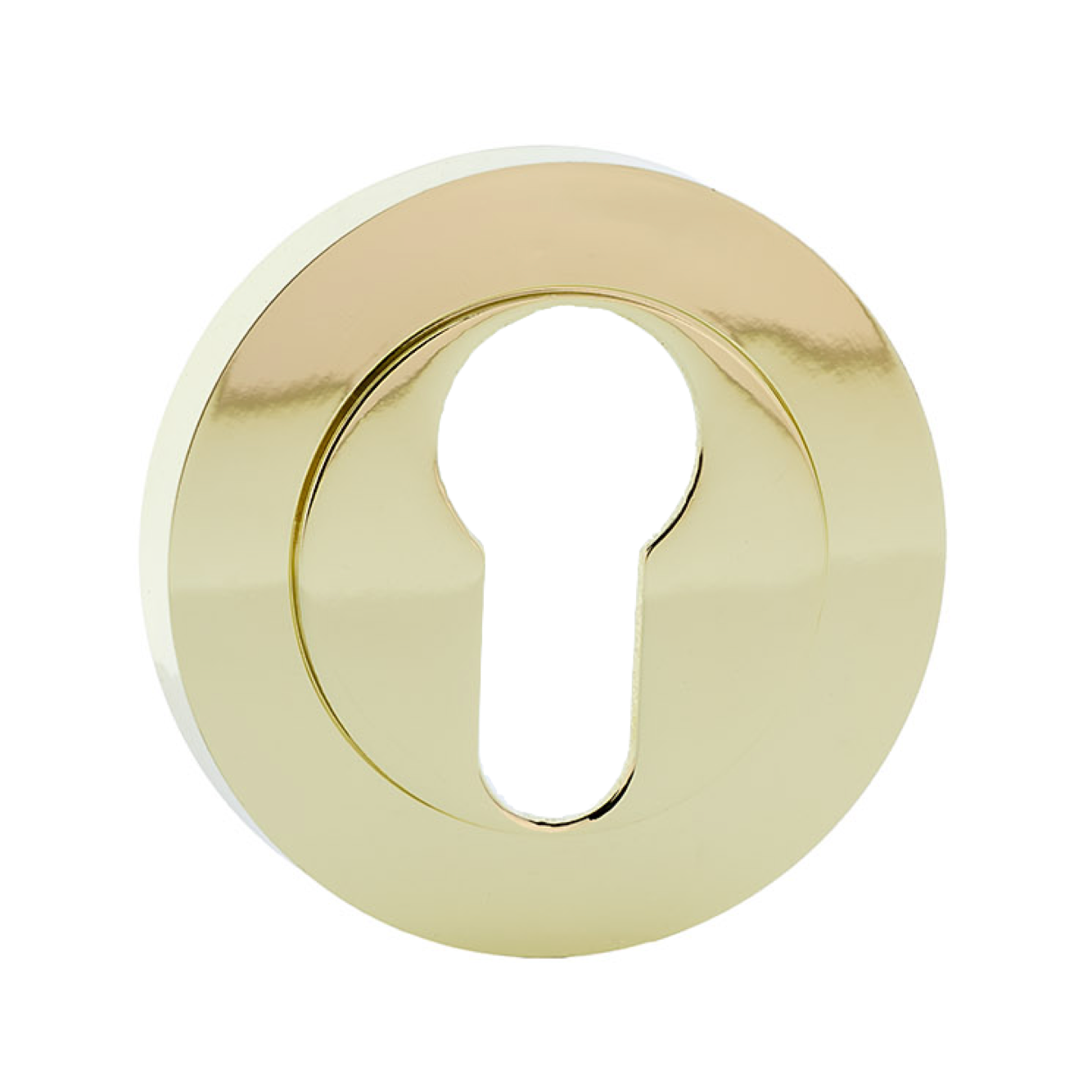 Runde Schlüsselrosette mit Birnenform in glänzendem Gold für Türen
