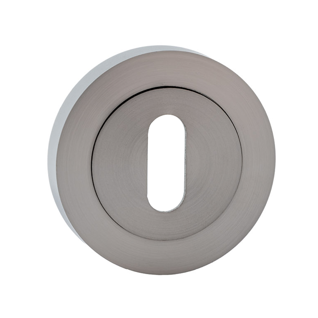 Schlüsselrosette, rund, oval, in satiniertem Nickel für Türen