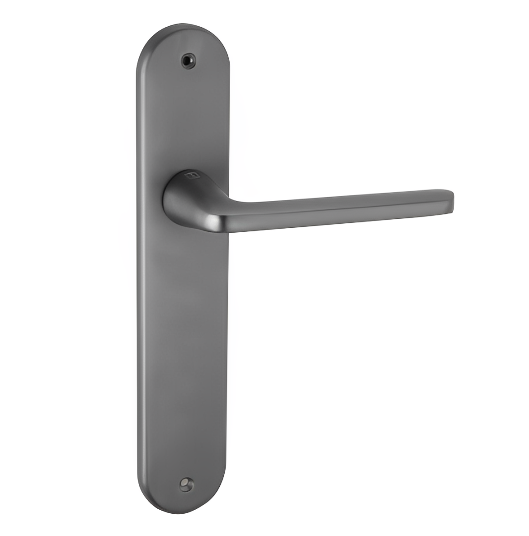 Manilla de aluminio con placa ovalada 250x48 mm acabado grafito para puertas de interior