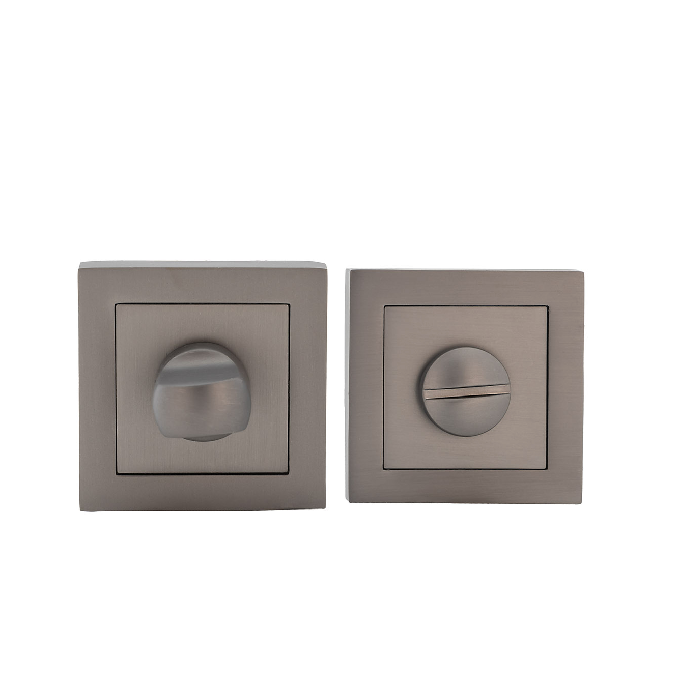 WC-Verriegelung mit quadratischer Rosette aus Zamak in Graphit-Finish, 50mm