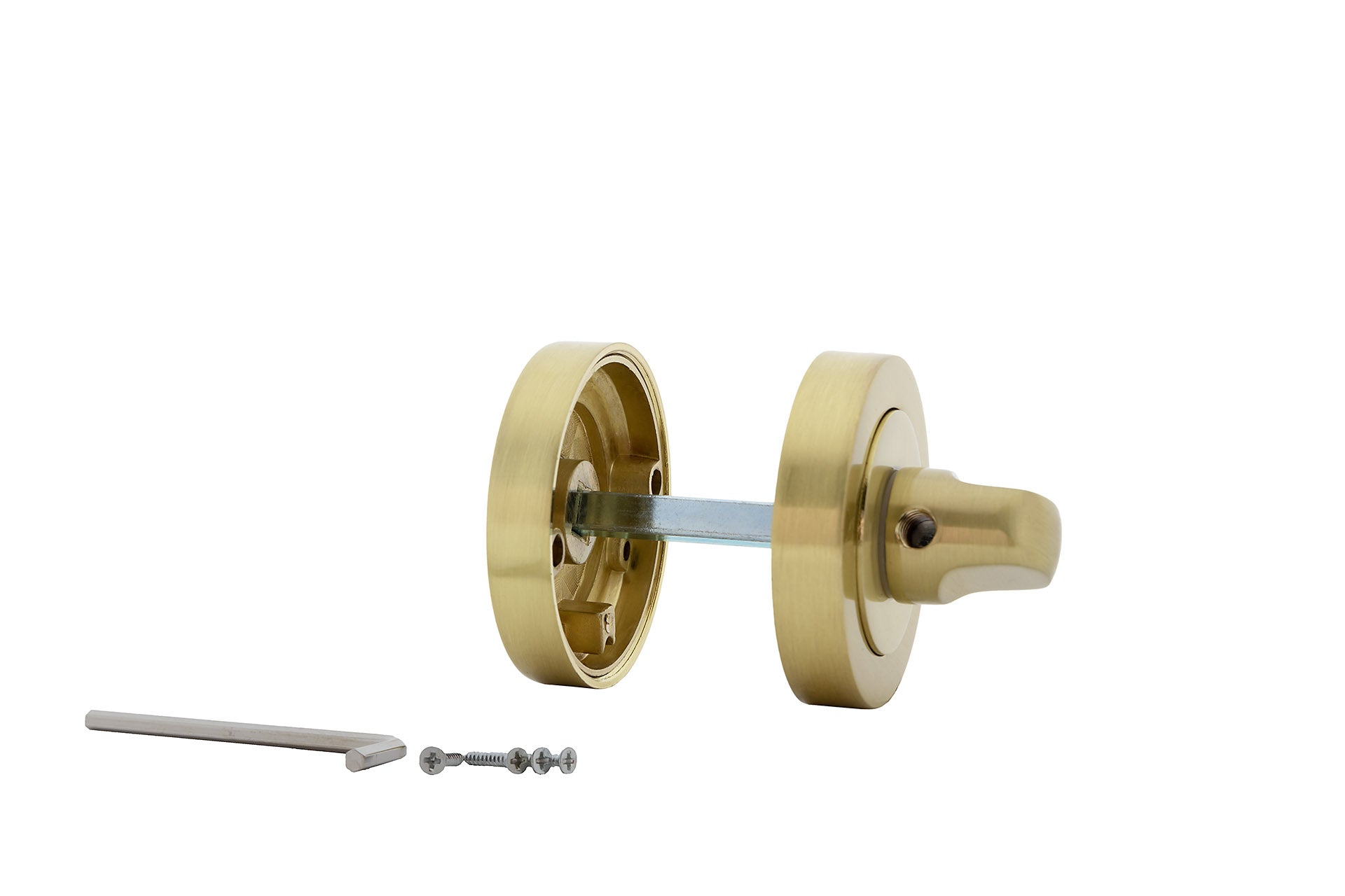 Zamak-WC-Verriegelung mit runder Rosette 50mm in satiniertem Gold-Finish