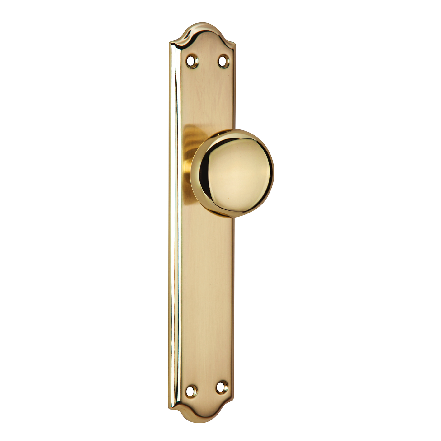 Manillongriff mit Knauf und gebogener Platte in satiniertem Gold-Finish Modell 1108 für Türen