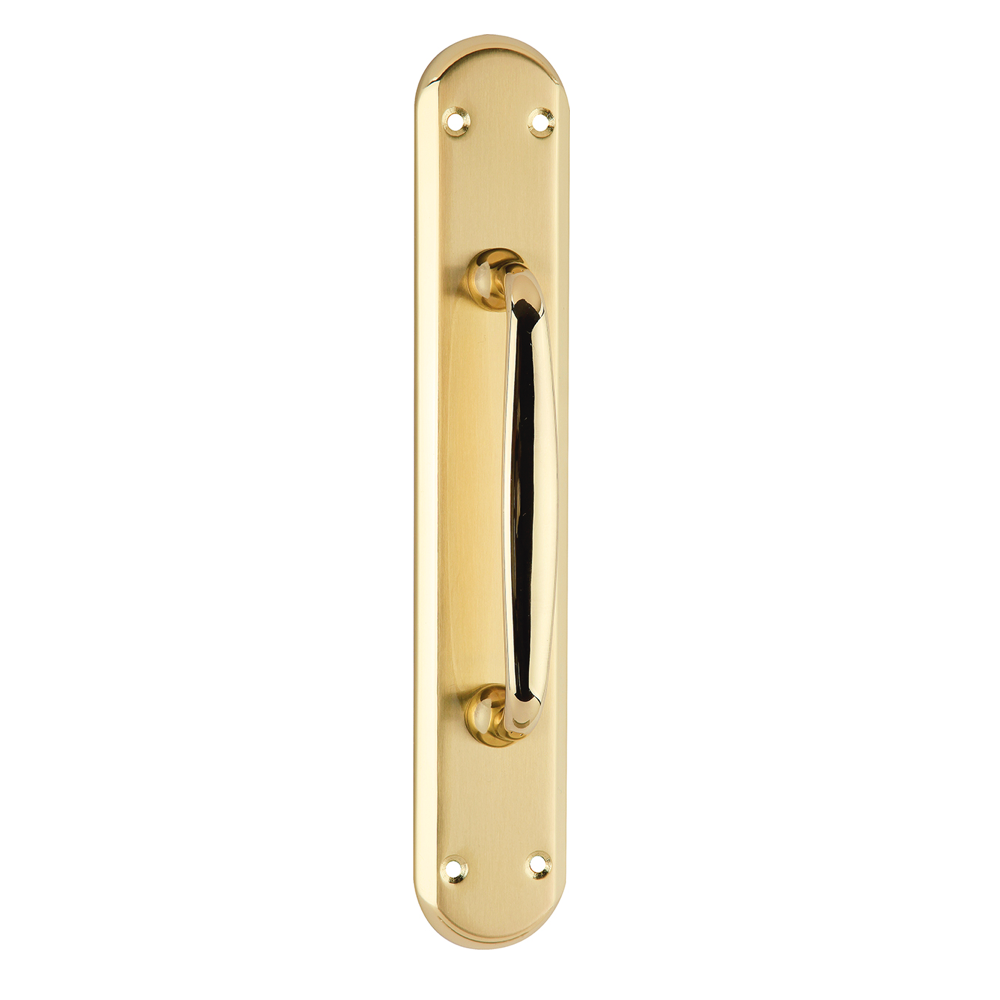 Manillongriff mit ovaler Platte in satiniertem Gold-Finish, Modell 890, für Türen