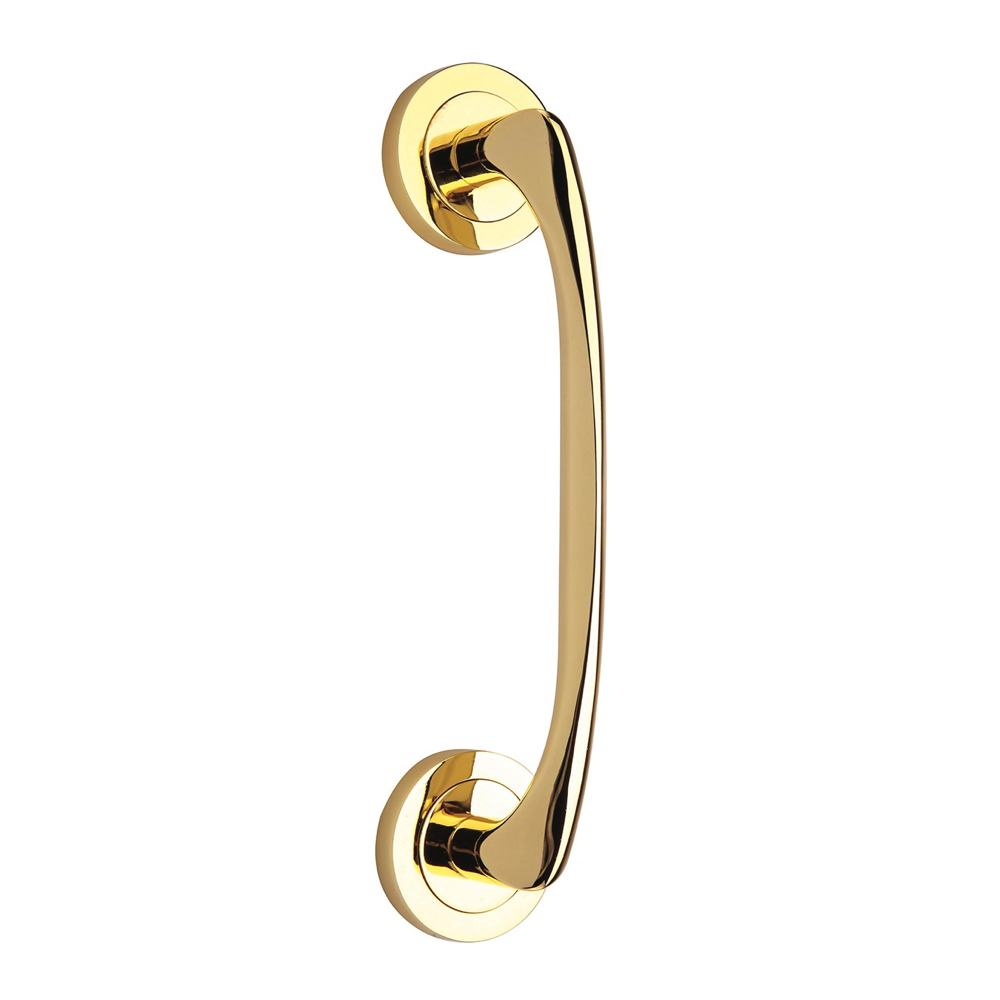 Manillon Modell 554 in glänzendem Gold-Finish mit runder Aluminiumrosette für Türen