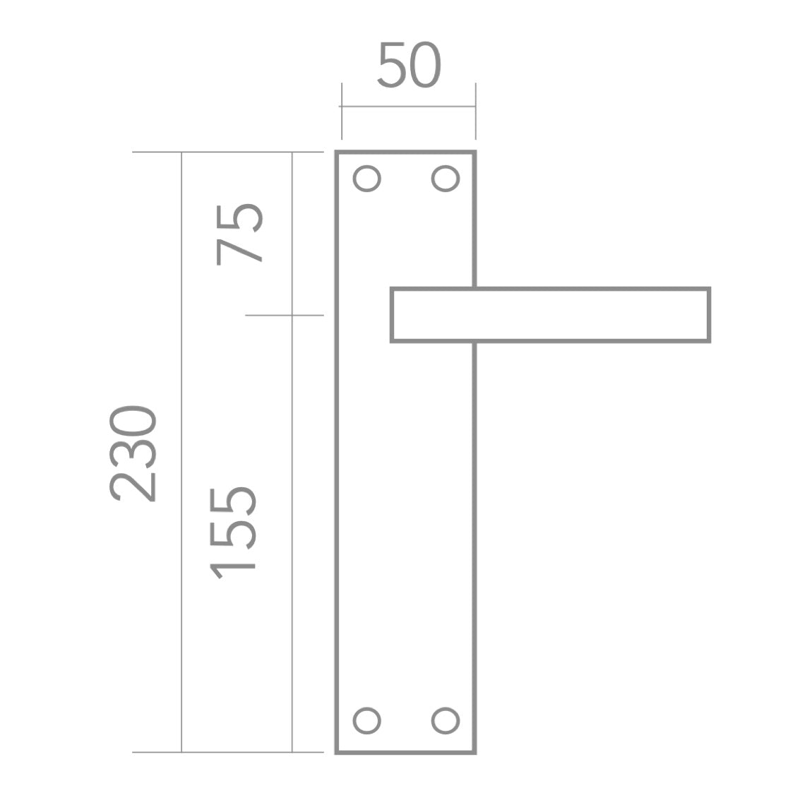 Türklinke Modell '810' aus Zamak mit rechteckigem Schild in Graphit-Finish für Türen