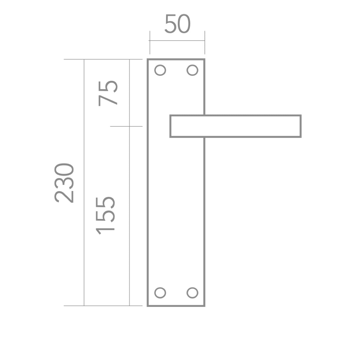 Türklinke Modell '710' aus Zamak mit rechteckigem Schild in Graphit-Finish für Türen