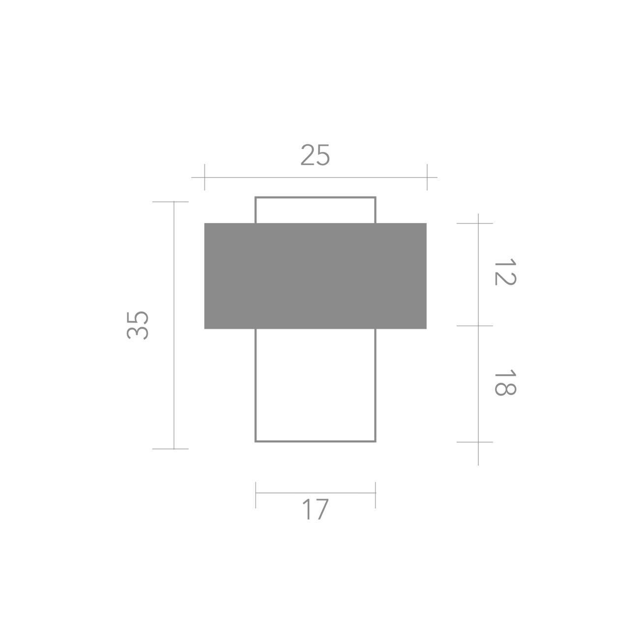 Quadratischer Türstopper, 17 mm Seitenlänge, mit breitem Gummi für Türen
