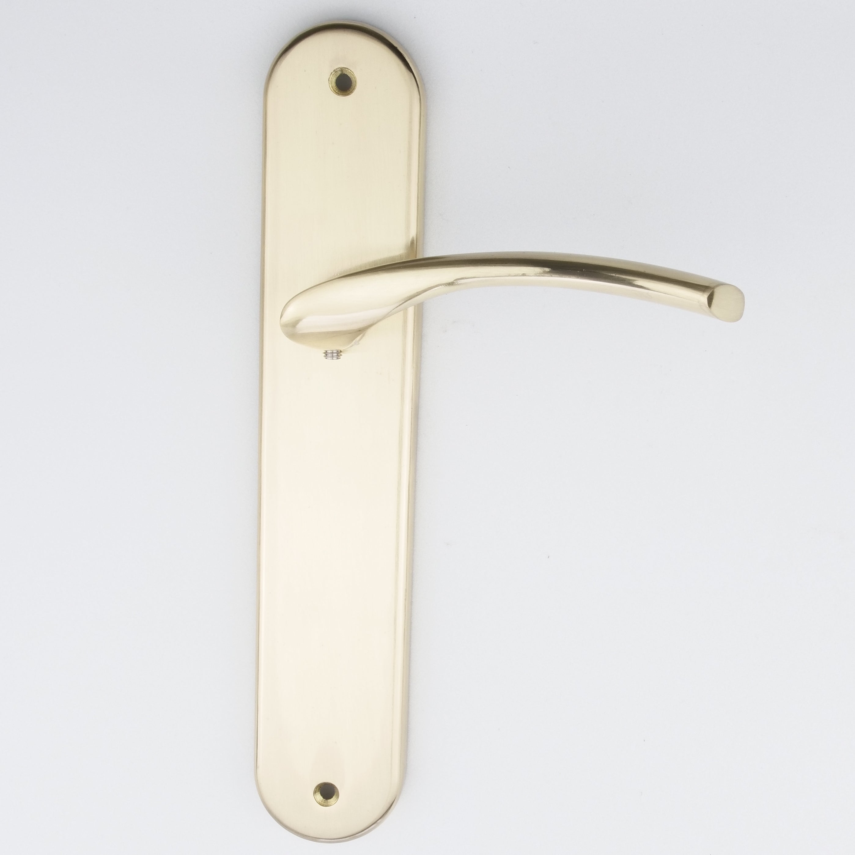 Türklinke aus Zamak Modell '556' mit ovaler Rosette in satiniertem Gold für Türen