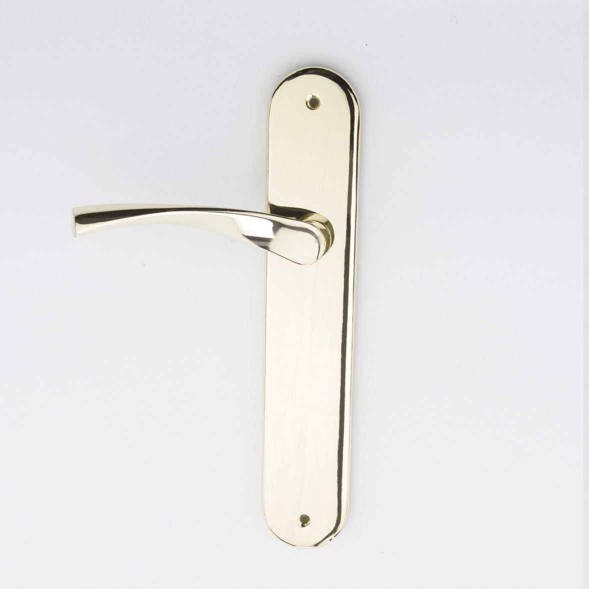 Türklinke Modell '130' aus Zamak mit ovalem Schild in glänzendem Gold-Finish für Türen