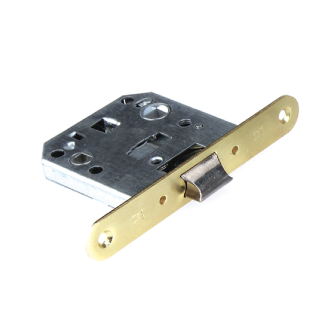 Reversible Einsteckfalle, 47mm Dornmaß, glänzend goldfarben, abgerundete Stulp