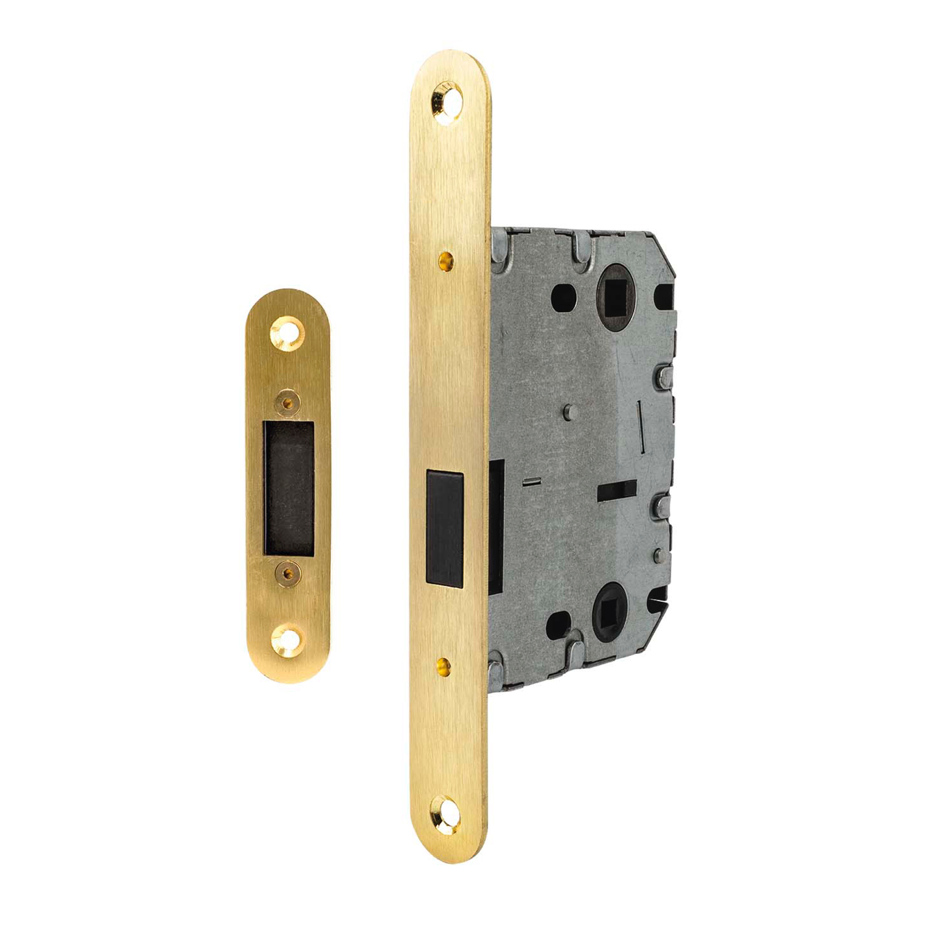 Magnetische Falle, satiniertes Gold, mit Verriegelungsoption, Abstand 70 mm