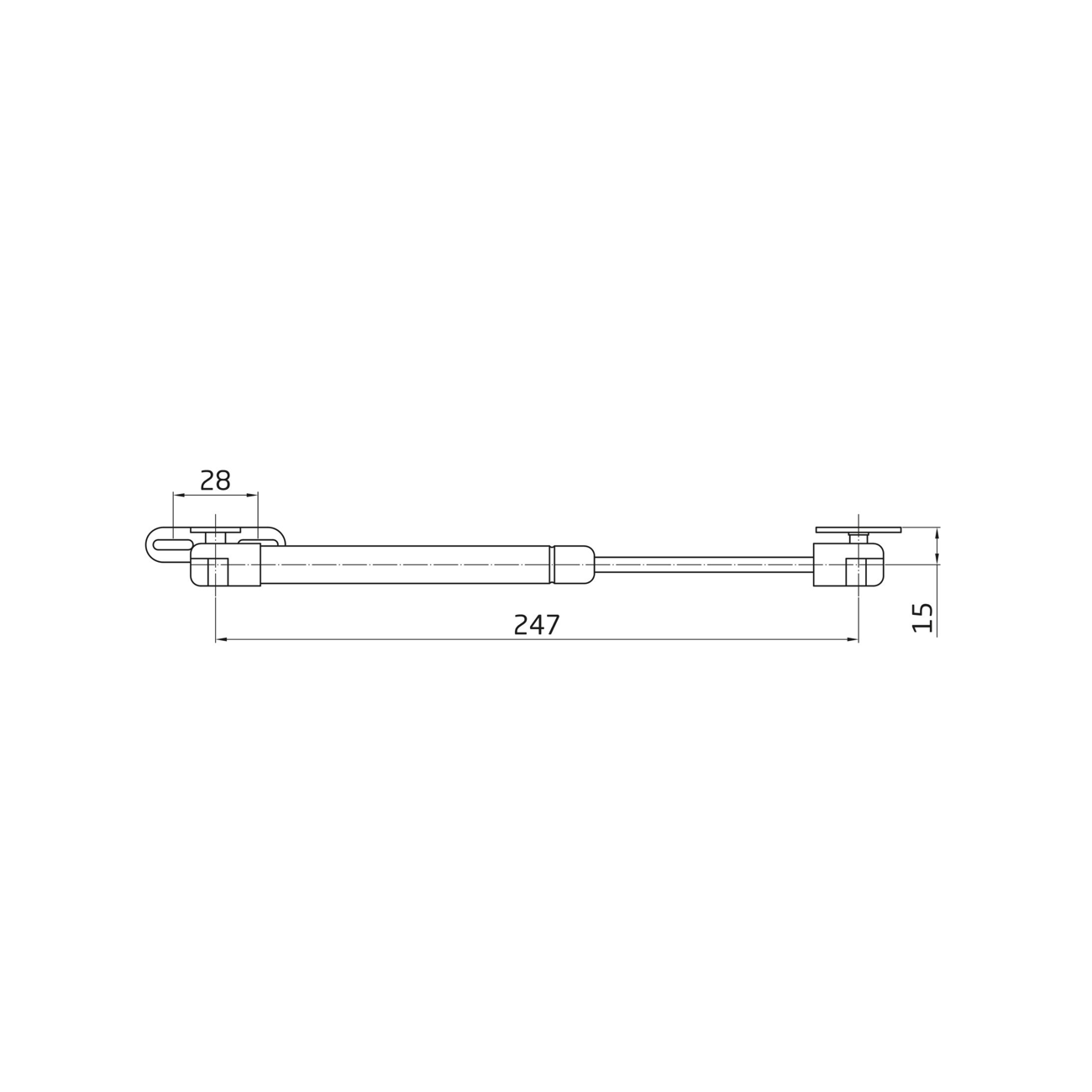 Hydraulischer Gasdruckdämpfer 40N mit Klappenhalterung