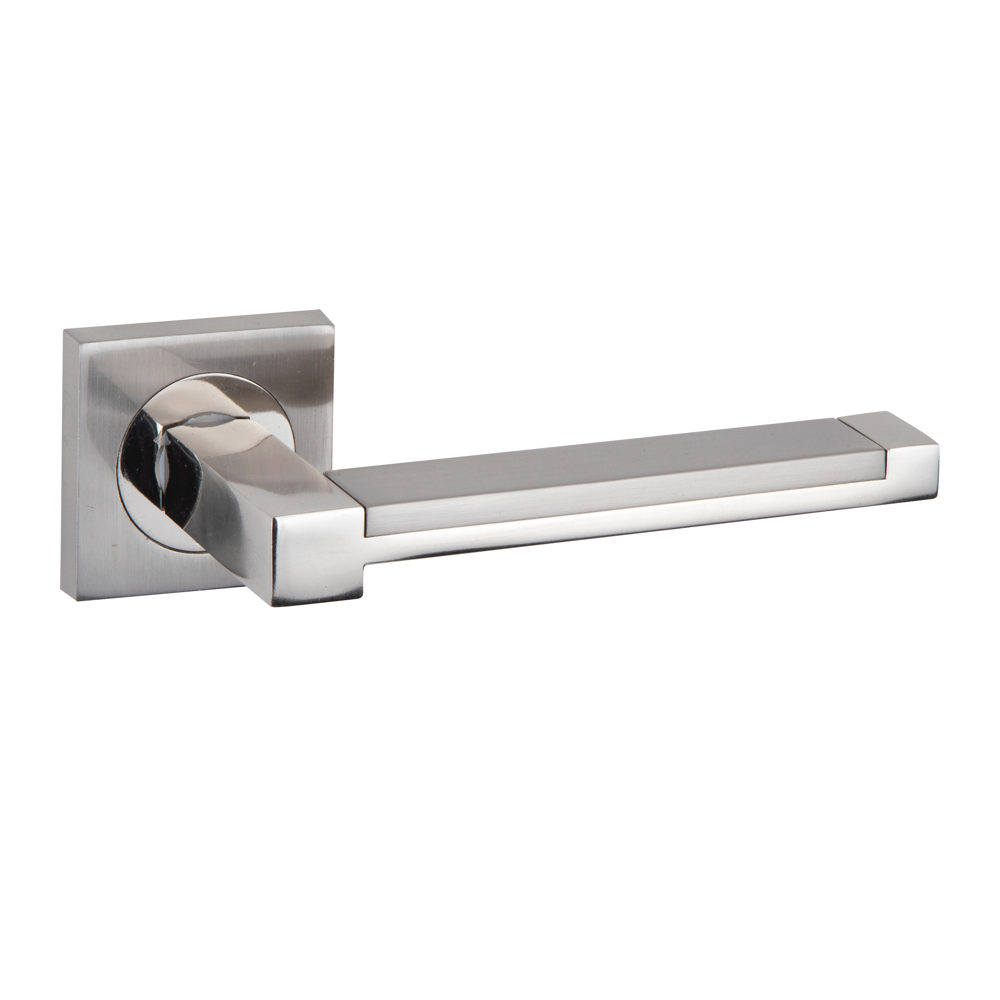 Türklinke aus Zamak Modell 610 mit quadratischer Rosette in Nickel-Kombination für Türen