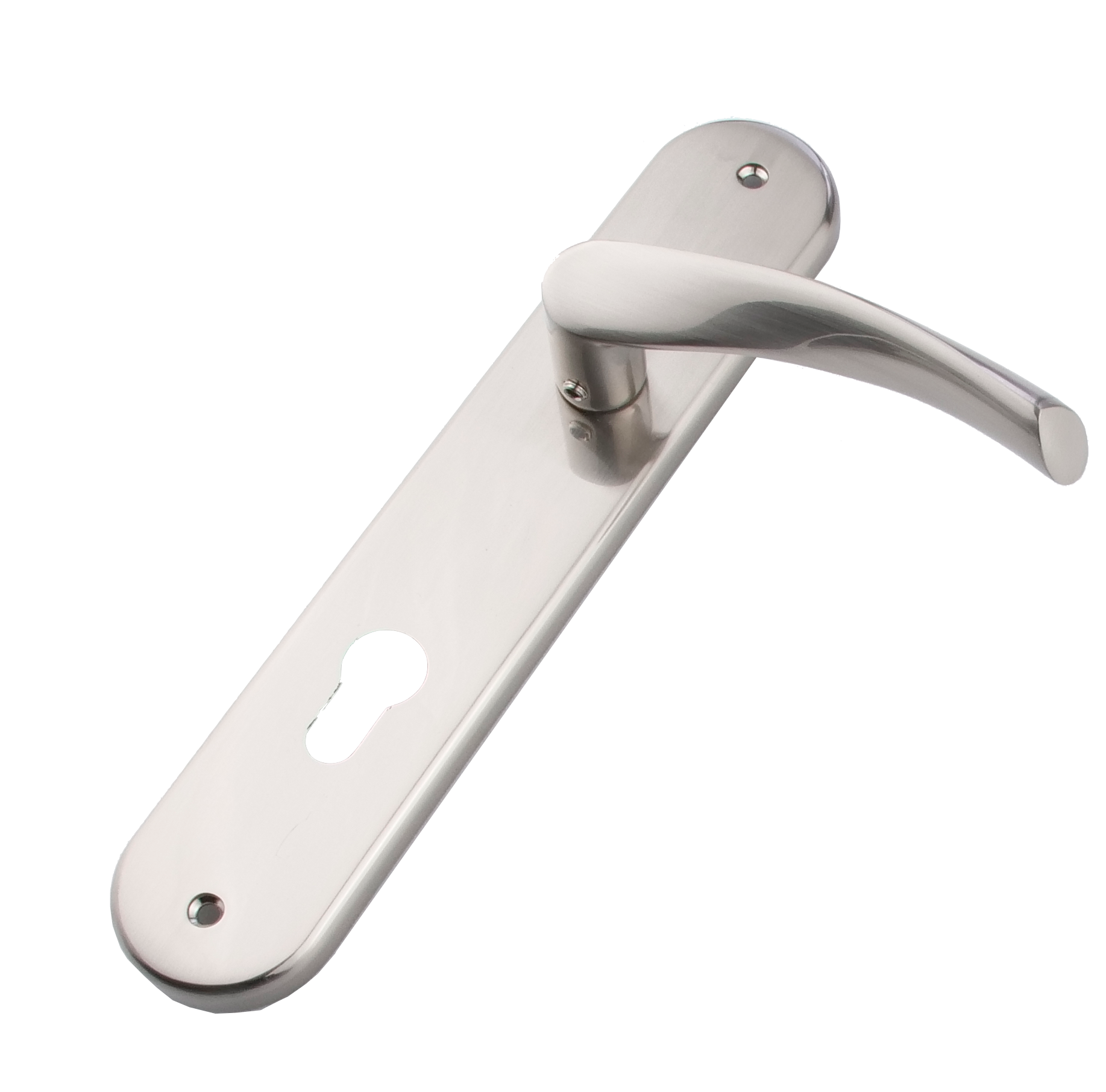 Türklinke Modell '130A' Welle mit ovaler Aluminiumplatte für Türen in satiniertem Nickel-Finish