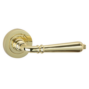 Türklinke mit runder Rosette aus Aluminium R-410 goldfarben
