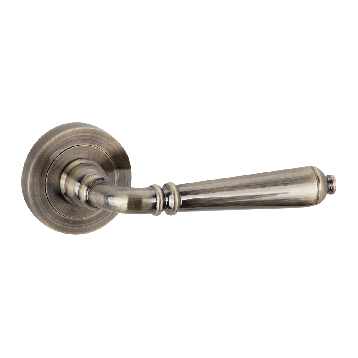 Türklinke mit runder Rosette aus Aluminium R-410 Leder
