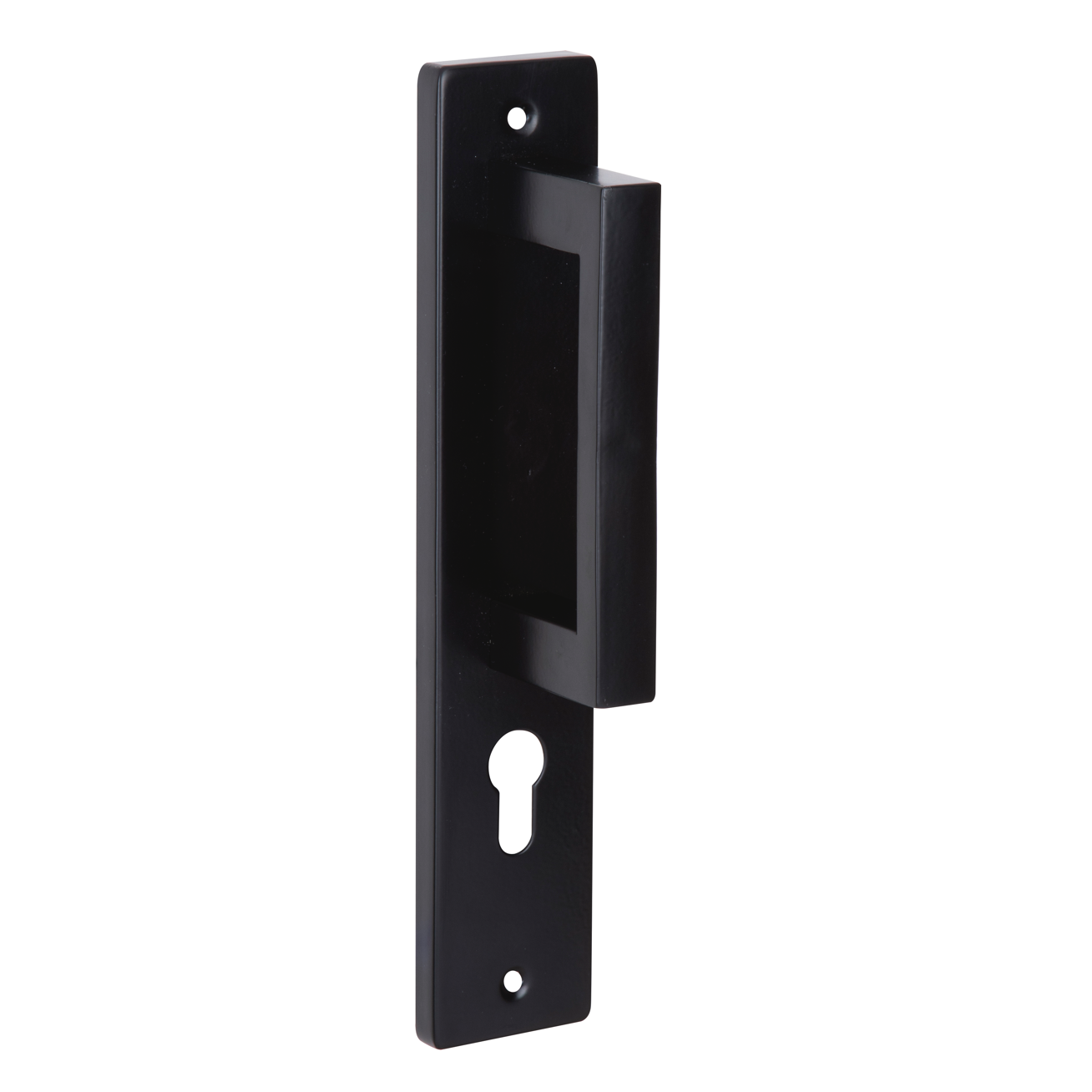 Manillongriff mit Langschild Modell 8004 aus Edelstahl in Schwarz mit Schlüsselloch