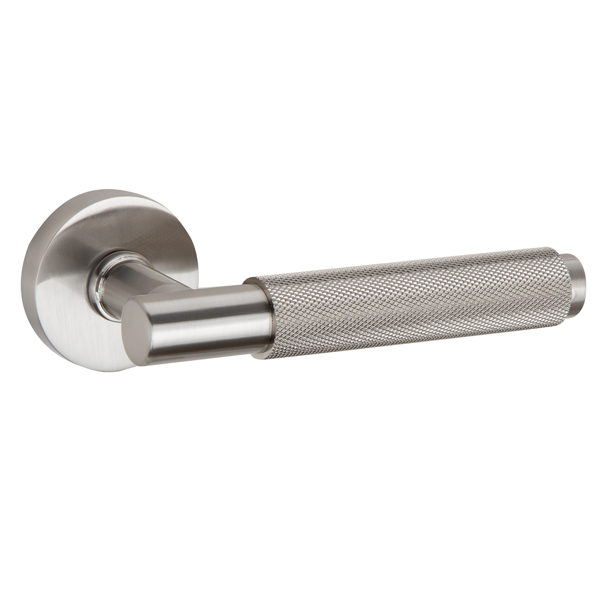 Türklinke mit runder Rosette aus Zamak RS-510 satiniertem Nickel