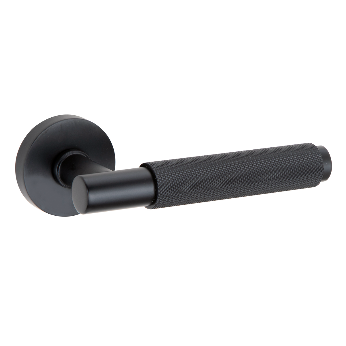Türklinke mit runder Rosette aus Zamak RS-510 schwarz