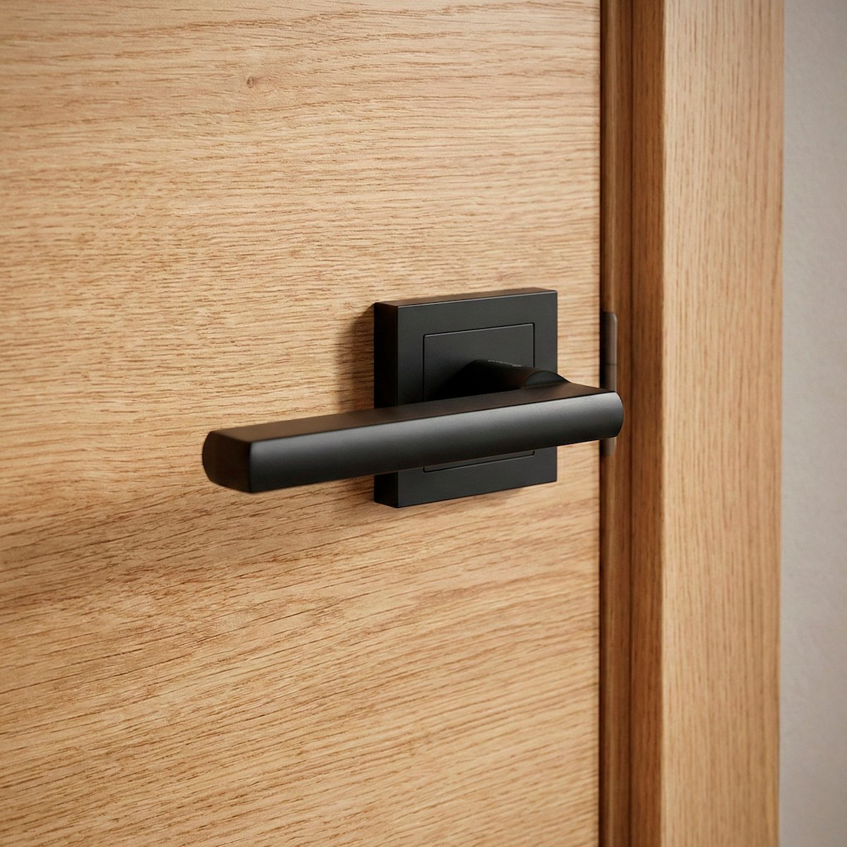 Türklinke Modell '530' aus Aluminium mit quadratischer Rosette in Schwarz für Türen