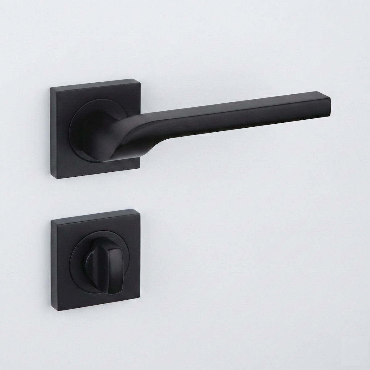 Türklinke aus Aluminium Modell 559 mit quadratischer Rosette in Schwarz für Türen