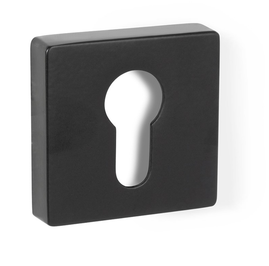 Bocallave de pera con roseta cuadrada de acero inoxidable negro de 52 mm para puertas