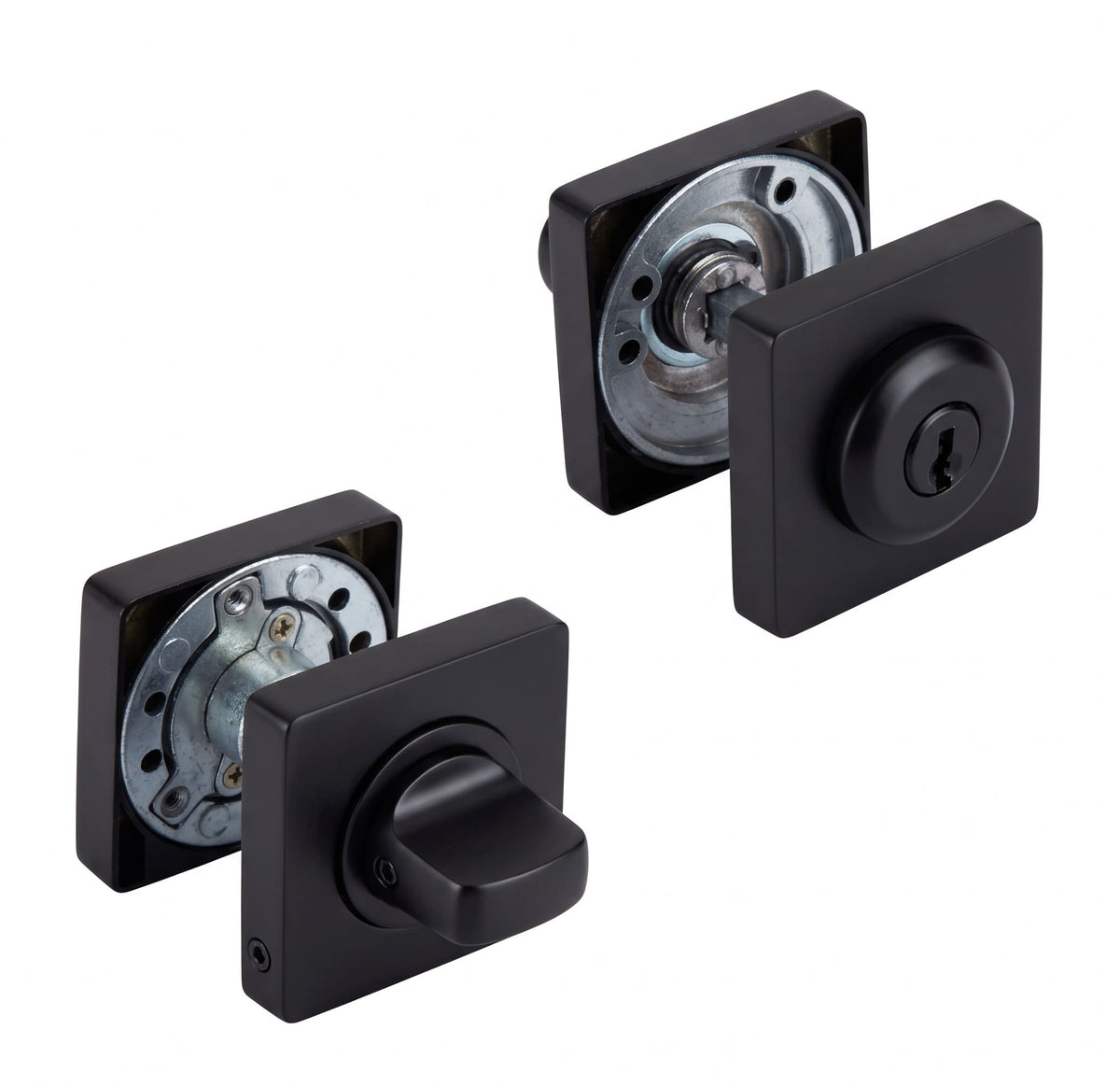 Cilindro-muletilla cuadrado para bloquear puertas con llave en acabado negro de 50 mm