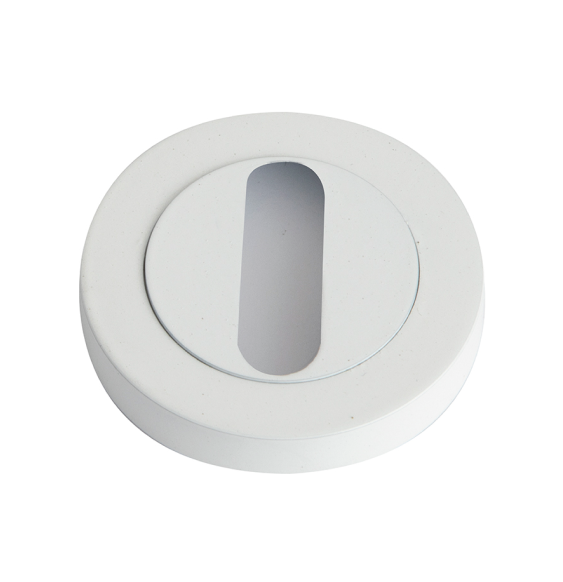 Bocallave de roseta redonda oval de zamak en acabado blanco de 50 mm para puertas