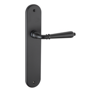 Türklinke aus Aluminium in Schwarz mit ovalem Langschild 250x48 mm für Innentüren