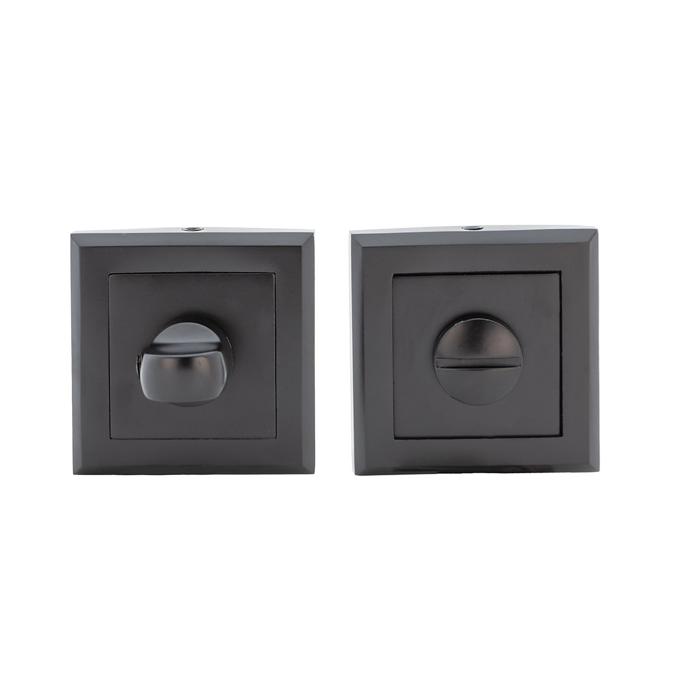 WC-Verriegelung mit quadratischer Rosette aus Zamak in Schwarz, 50mm