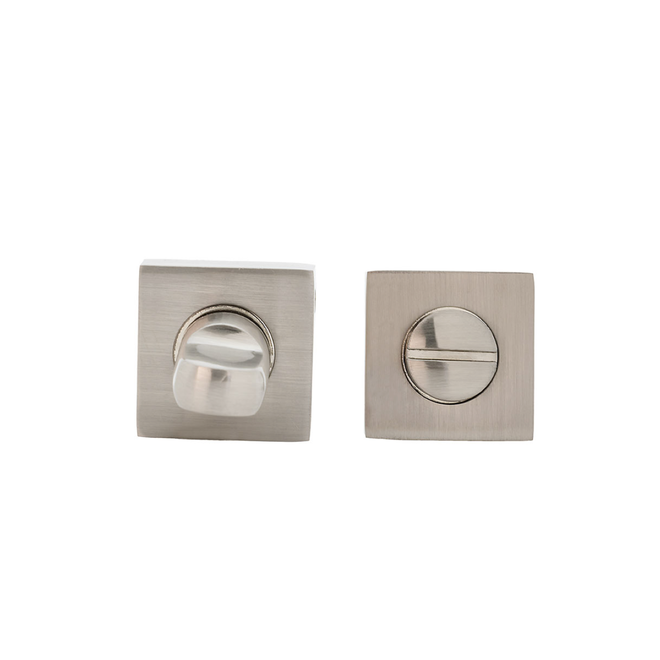 WC-Verriegelung mit quadratischer Rosette aus Zamak in satiniertem Nickel, 35mm