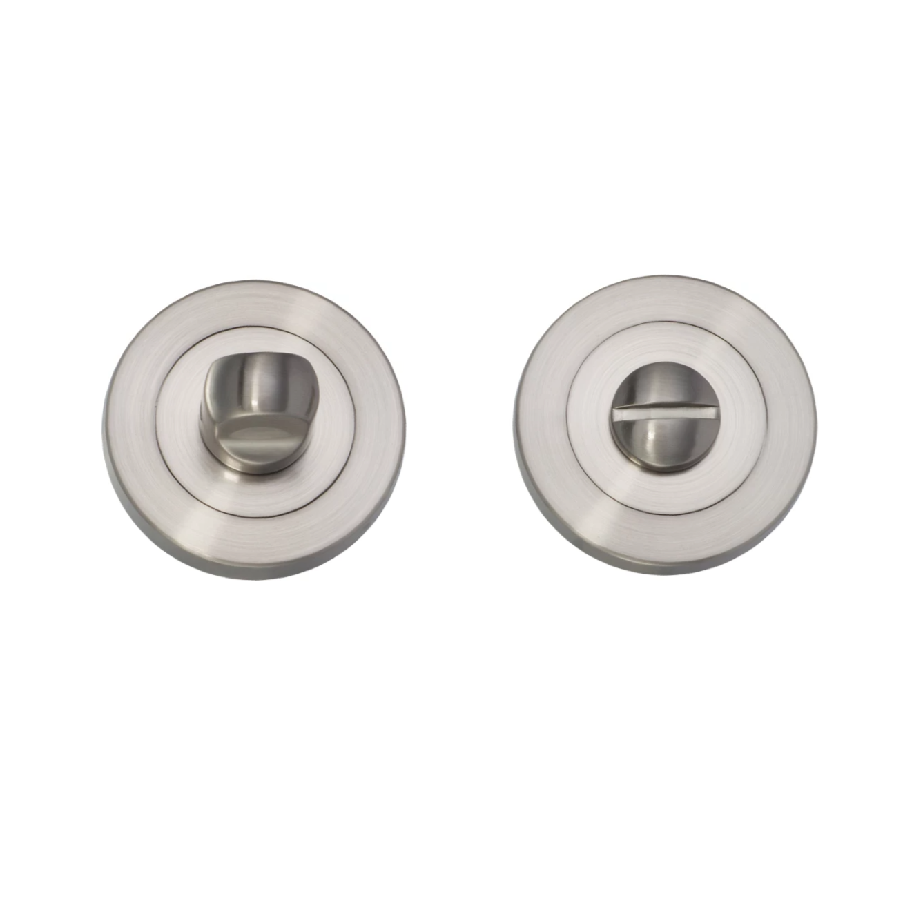 Zamak-WC-Verriegelung mit runder Rosette 50mm in satiniertem Nickel