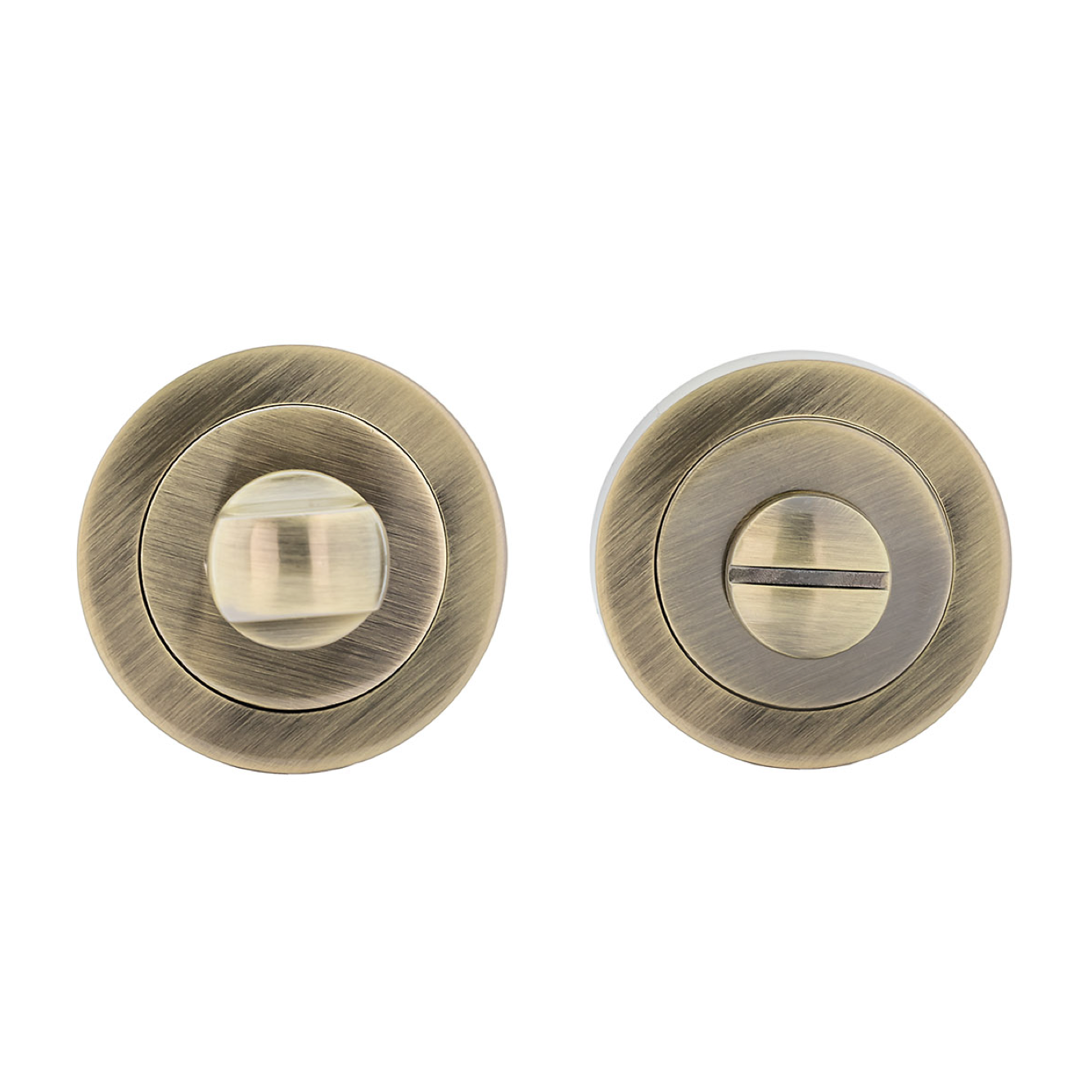 WC-Verriegelung aus Zamak mit runder Rosette 50mm in Lederoptik