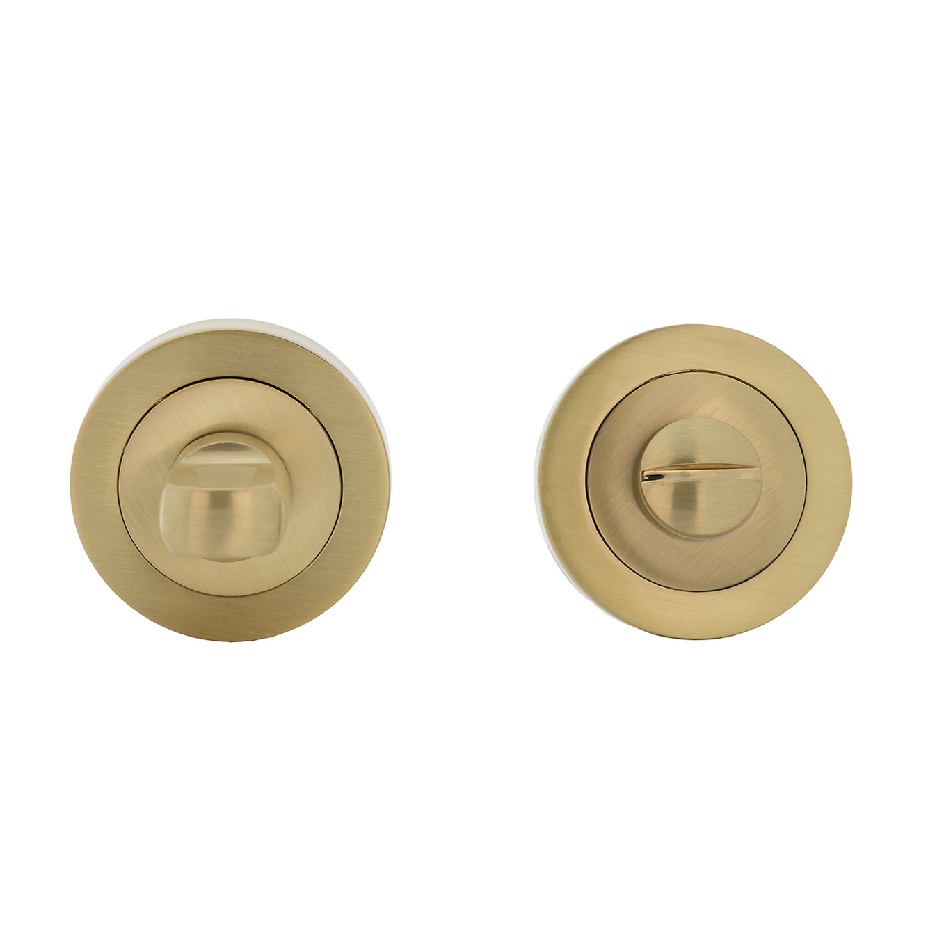 Zamak-WC-Verriegelung mit runder Rosette 50mm in satiniertem Gold-Finish