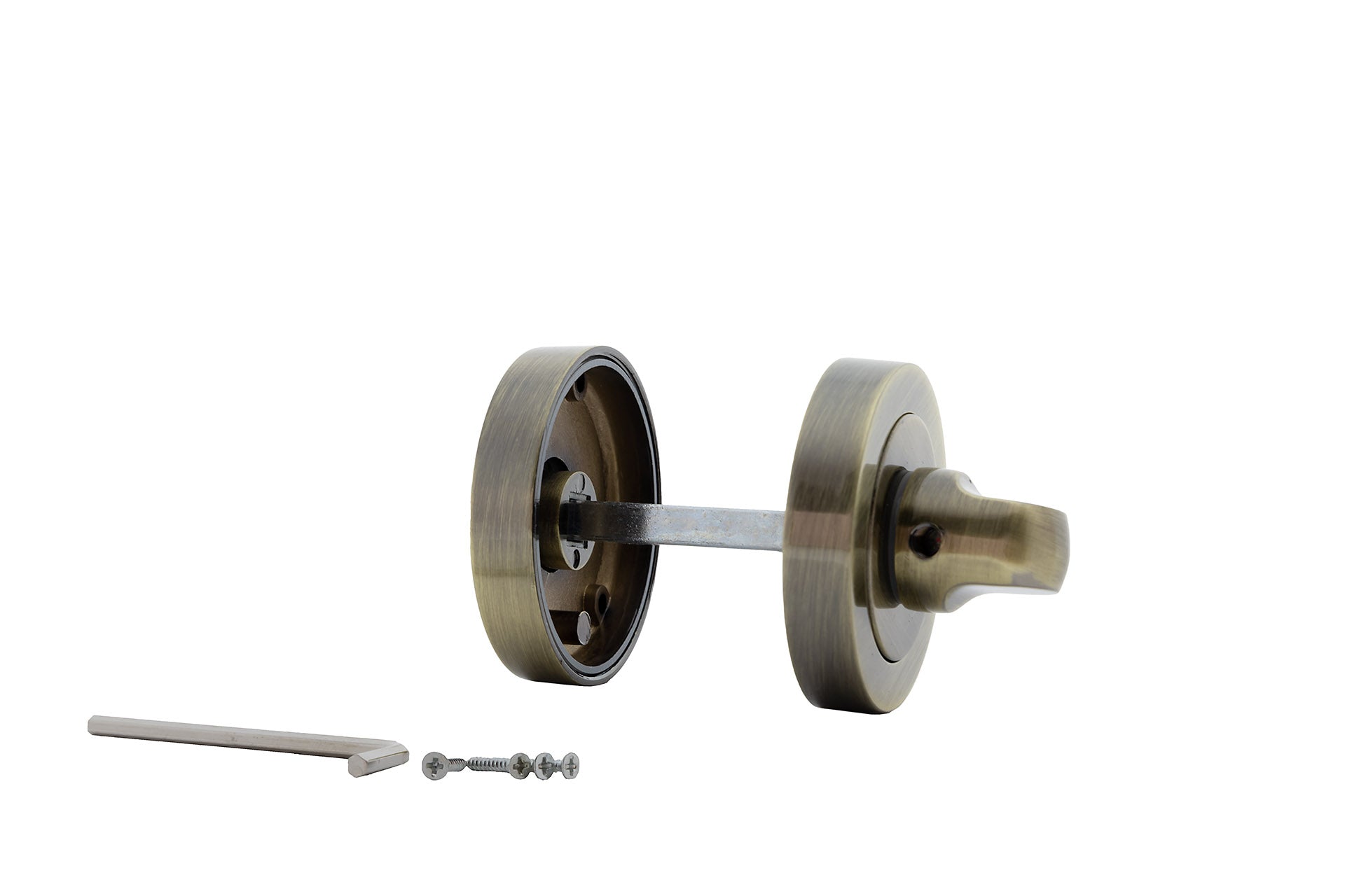 WC-Verriegelung aus Zamak mit runder Rosette 50mm in Lederoptik