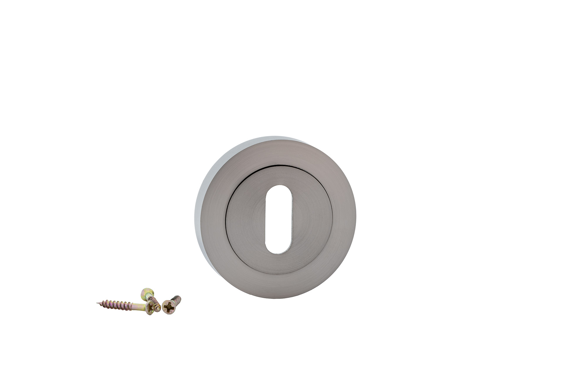 Schlüsselrosette, rund, oval, in satiniertem Nickel für Türen
