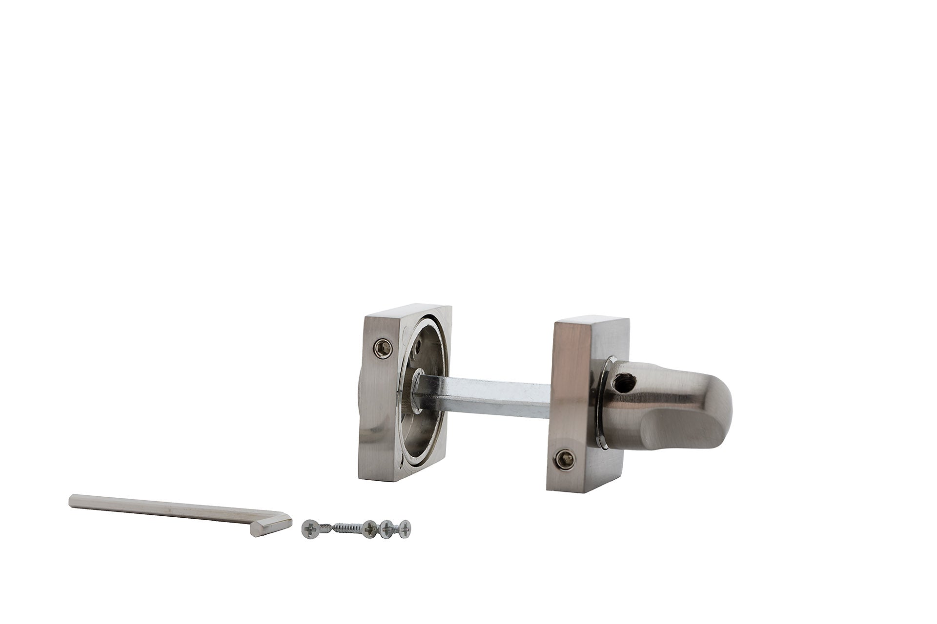 WC-Verriegelung mit quadratischer Rosette aus Zamak in satiniertem Nickel, 35mm