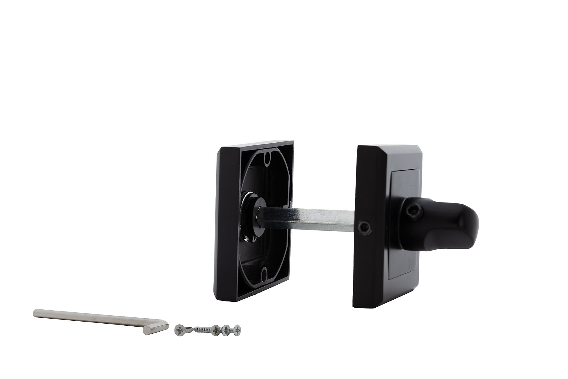 WC-Verriegelung mit quadratischer Rosette aus Zamak in Schwarz, 50mm
