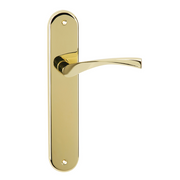 Türklinke Modell '130' aus Zamak mit ovalem Schild in glänzendem Gold-Finish für Türen