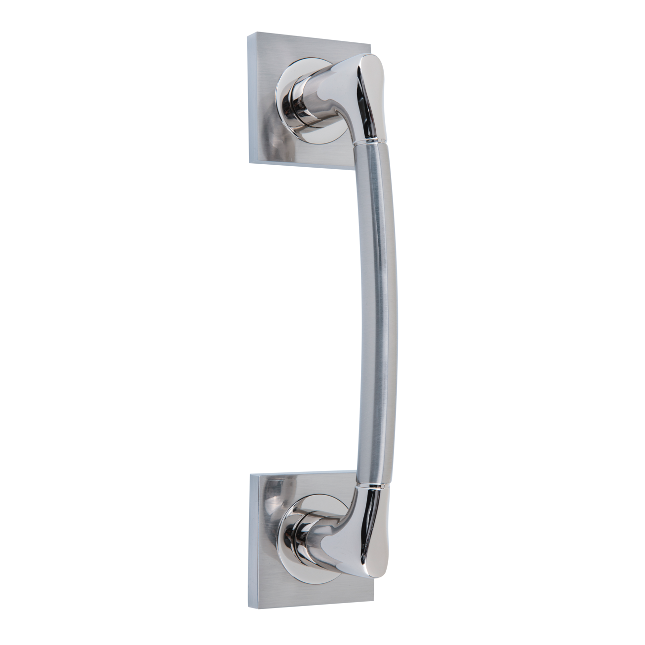 Manillongriff Modell 434 aus Zamak mit quadratischer Rosette in Bicolor-Ausführung für Türen