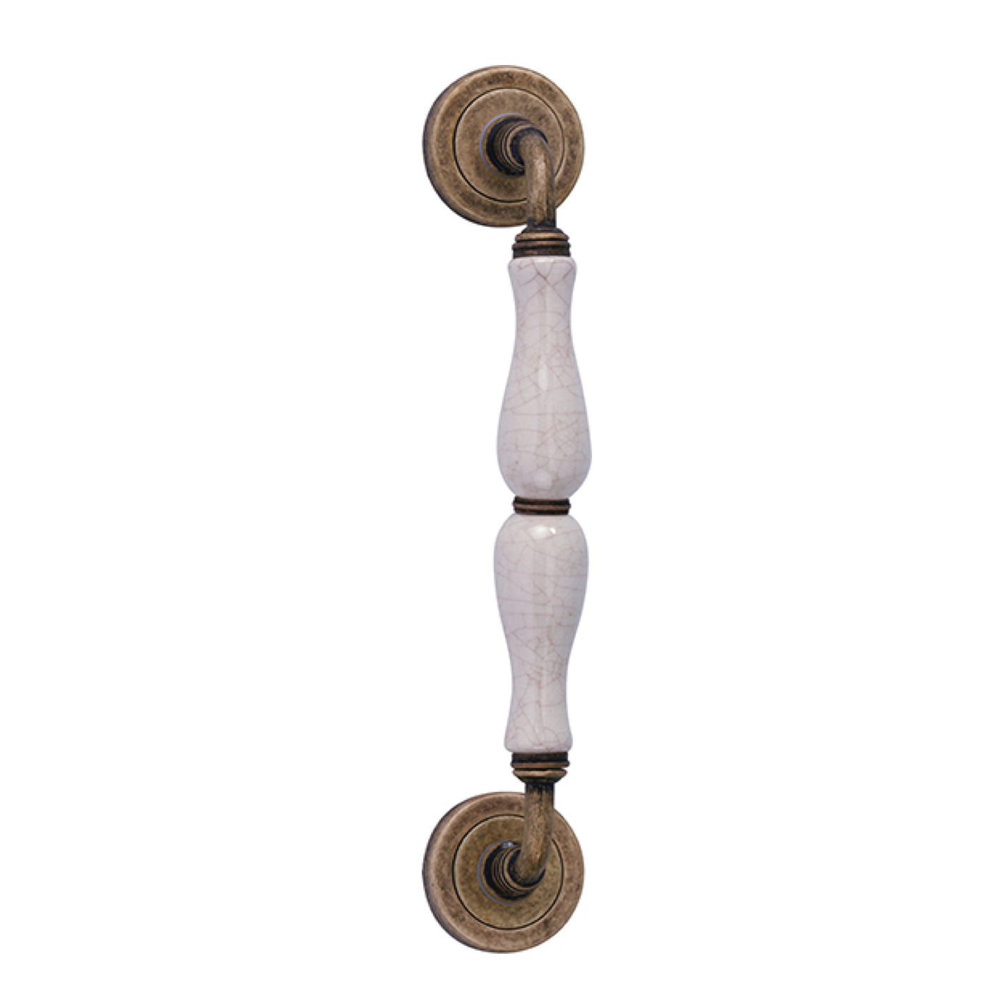 Manillongriff mit runder Porzellan-Rosette und Zamak in Lederoptik Modell 4074