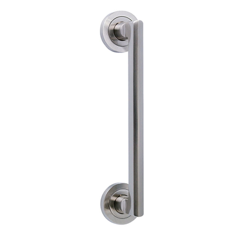 Aluminium-Stoßgriff mit runder Rosette, satiniertes Nickel-Finish, Modell 530A