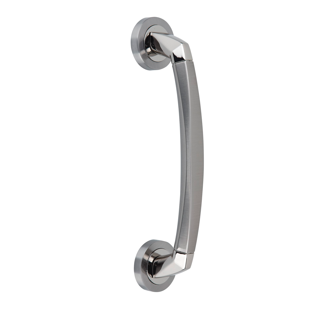 Zamak-Stoßgriff in Bicolor-Nickel-Finish mit runder Rosette '324'