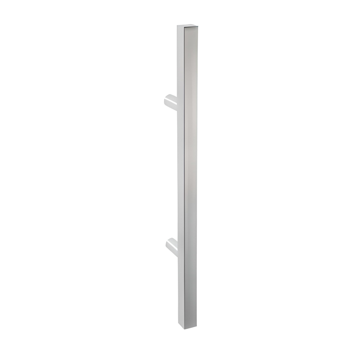 Quadratischer Stoßgriff aus Edelstahl, 300 mm Achsabstand und 25 mm Stärke für Holz und Glas