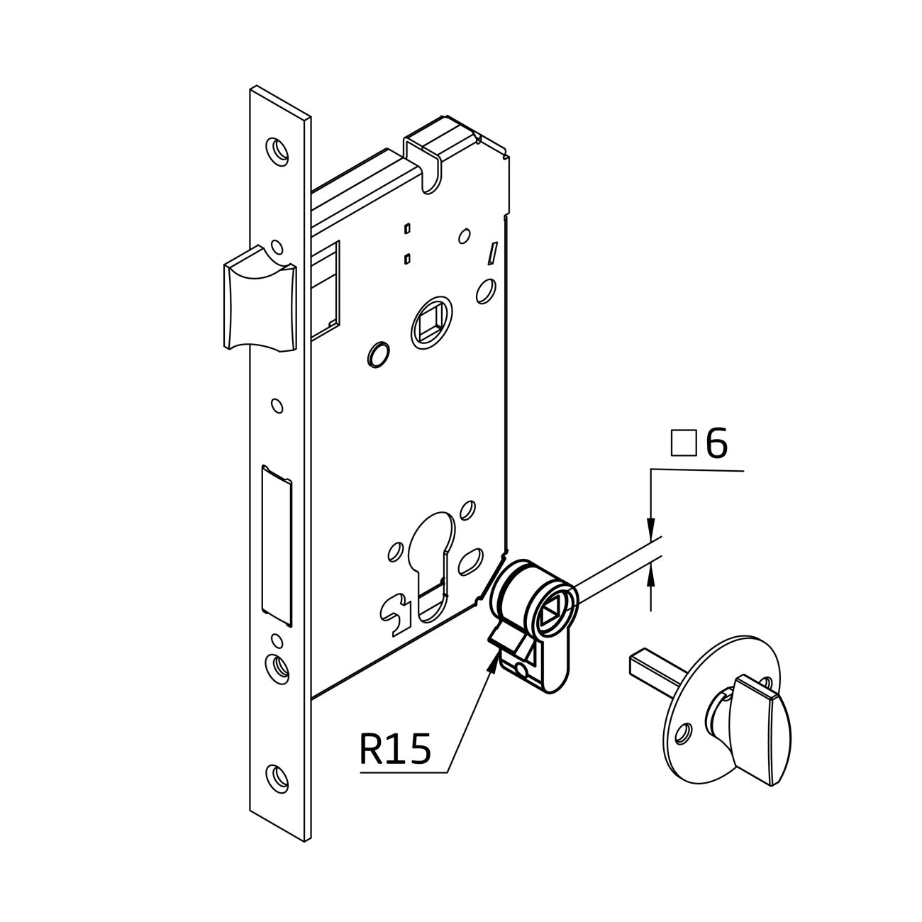 Vernickelter Europrofil-Zylinderadapter für 6mm Verriegelung