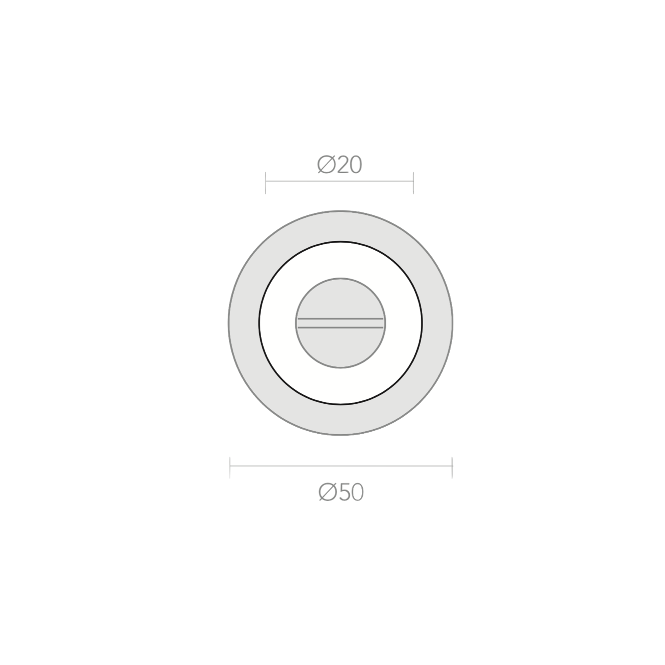 Zamak-WC-Verriegelung mit runder Rosette 50mm in satiniertem Gold-Finish