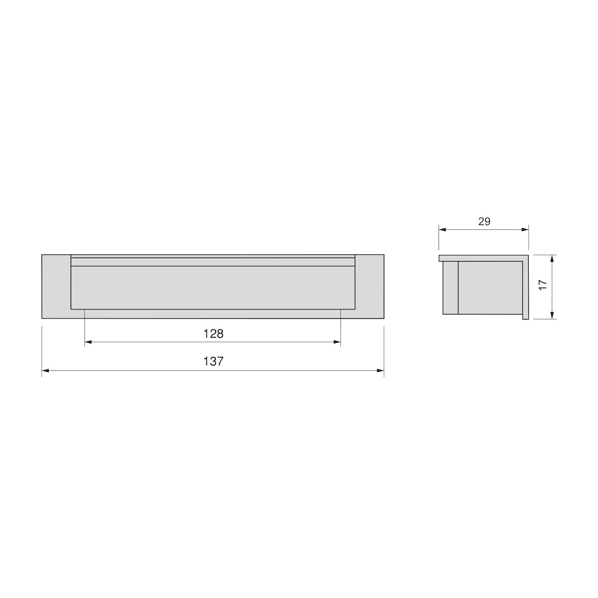 Modena 128mm Einlassgriff für Möbel und Schränke