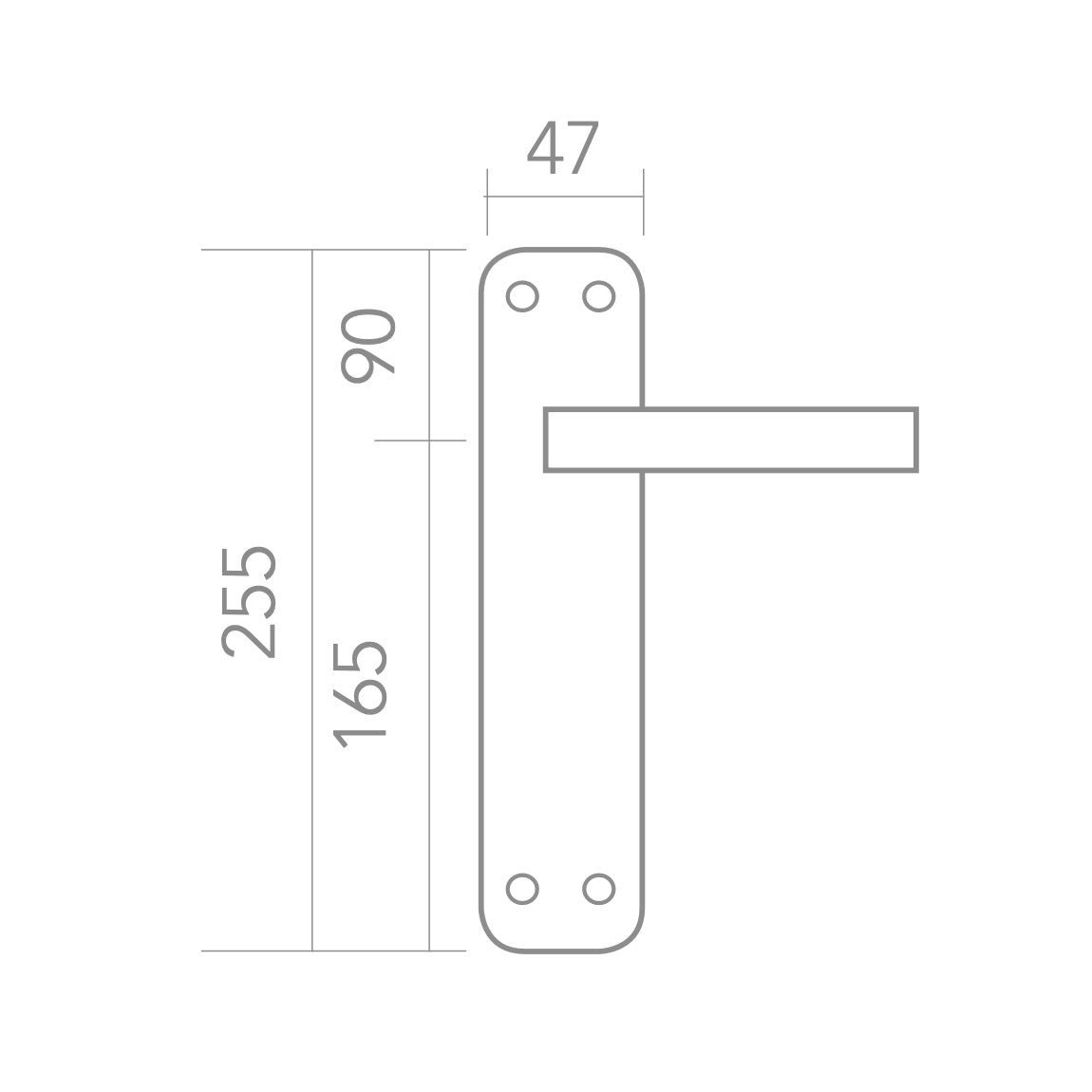 Türklinke Modell '881' rustikal, Leder-Finish, Aluminium mit gekrümmtem Langschild für Türen